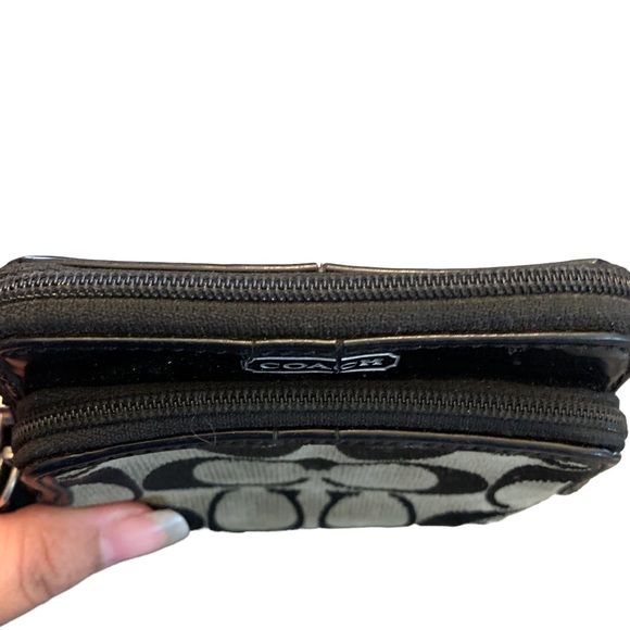 SOLD ❗️Coach Monogram Black Jacquard Mini Zipper Purse Pouch ID Card Wallet - Picture 3 of 11